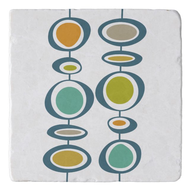 Funky Abstract Circles Retro Mid Century Modern Trivet (Front)