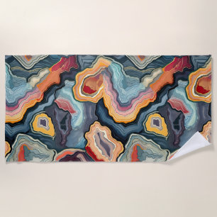 Funky Abstract Colourful Agate Geode Pattern  Beach Towel