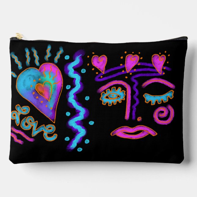 Funky Abstract Digital Art Accessory Pouch (Front)