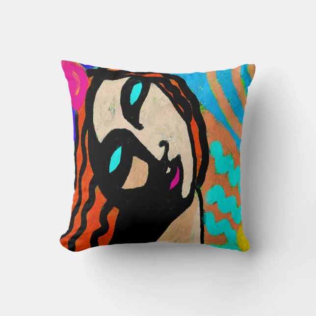 Funky Abstract Digital Art Throw Pillow (Front)