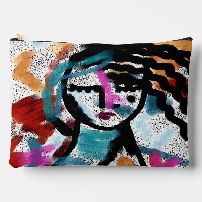 Funky Abstract Digital Painting  Accessory Pouch (Front)