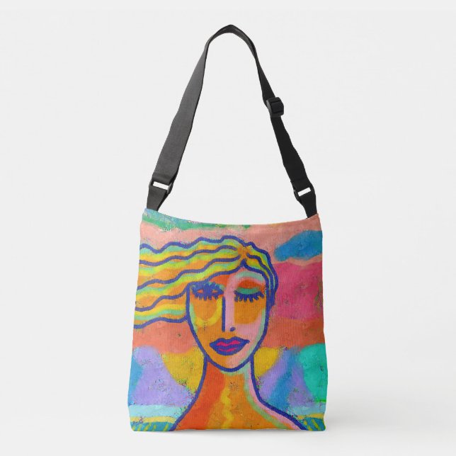 Funky Abstract Digital Painting Crossbody Bag (Front)