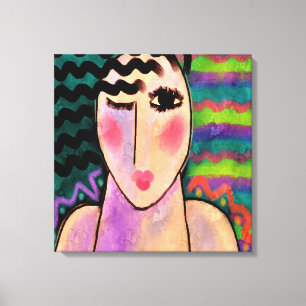 Funky Abstract Digital Painting of a Woman Canvas Print