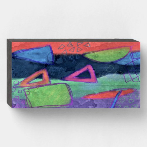 Funky Abstract Digital Painting Wooden Box Sign