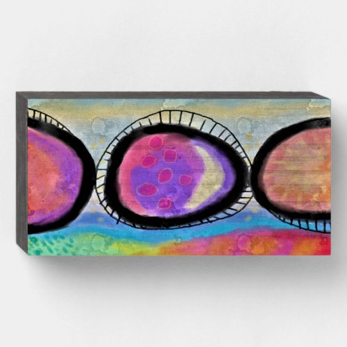 Funky Abstract Digital Painting Wooden Box Sign