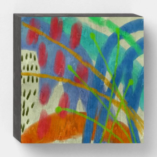 Funky Abstract Digital Painting Wooden Box Sign