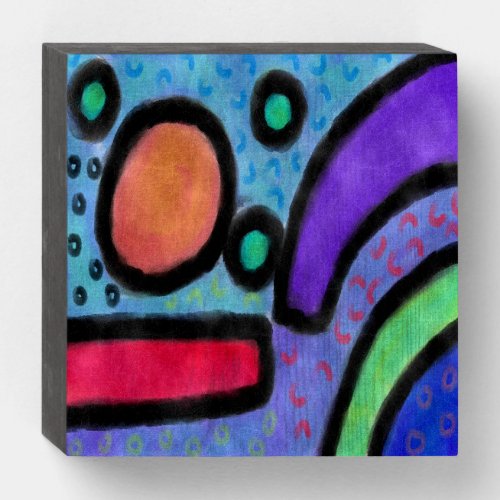 Funky Abstract Digital Painting Wooden Box Sign