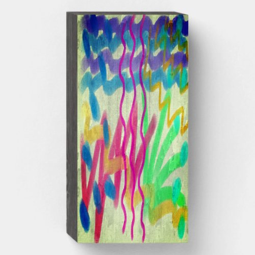 Funky Abstract Digital Painting Wooden Box Sign