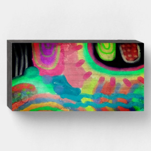 Funky Abstract Digital Painting Wooden Box Sign