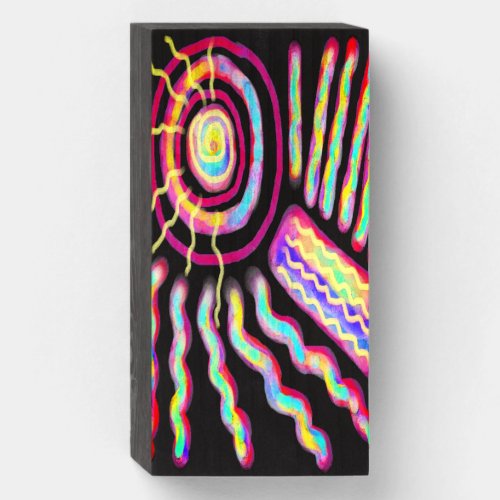 Funky Abstract Digital Painting Wooden Box Sign