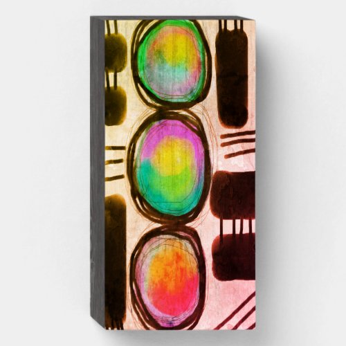 Funky Abstract Digital Painting Wooden Box Sign