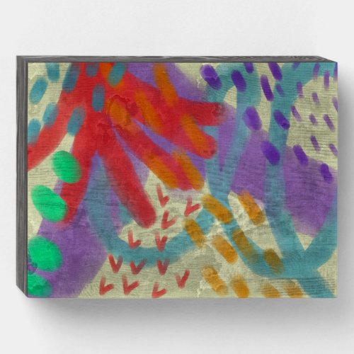 Funky Abstract Digital Painting Wooden Box Sign