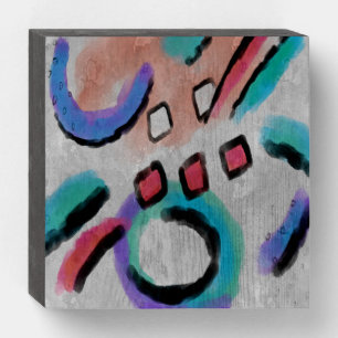 Funky Abstract Digital Painting Wooden Box Sign