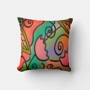 Funky Abstract Floral Throw Pillow