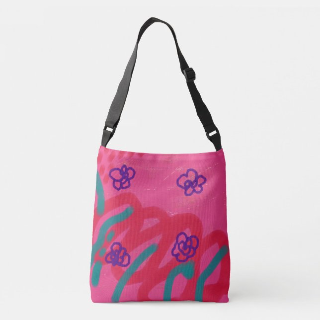 Funky Abstract Flowers Crossbody Bag (Back)