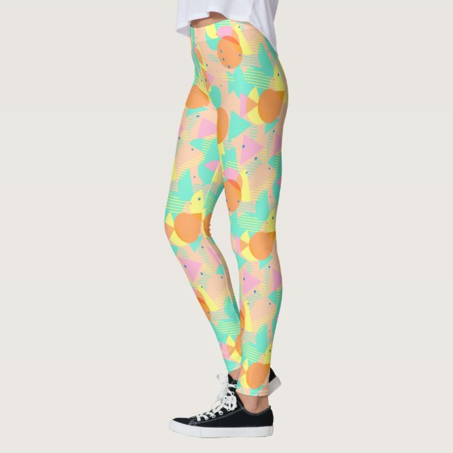 Funky Abstract Geometric Hip 50s Pattern Leggings (Left)
