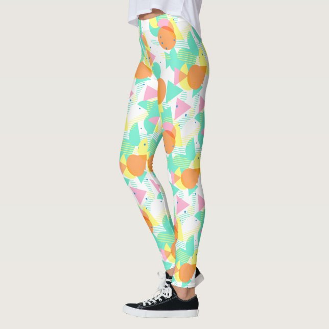 Funky Abstract Geometric Hip 50s Pattern Leggings (Left)