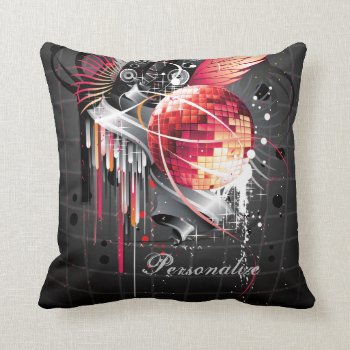 Funky Abstract Girly Disco Ball Music Design Throw Pillow by GroovyGraphics at Zazzle