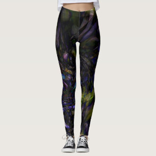 Funky Abstract Glass Art Color Splash Modern Glam Leggings