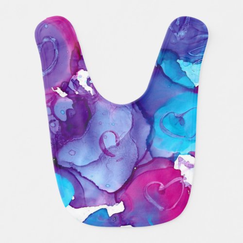 Funky abstract heart marbled effect baby bib