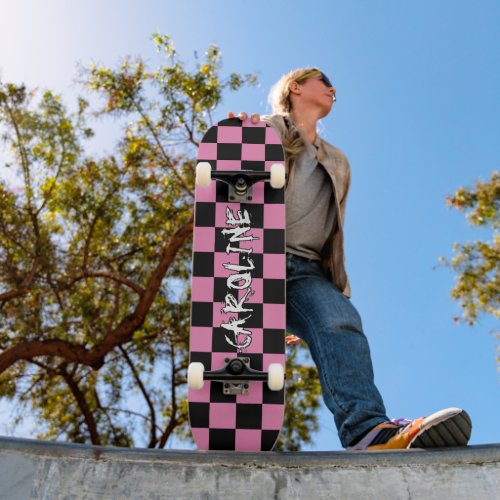 Funky Abstract Hip Geometric Check Mosaic Art Skateboard