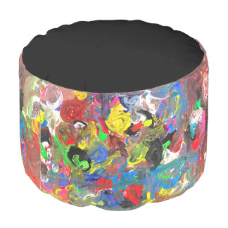 Funky Abstract Joyful Colorful Pouf