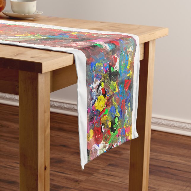 Funky Abstract Joyful Colorful  Short Table Runner (In Situ)