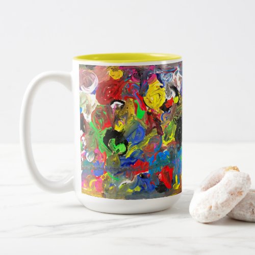 Funky Abstract Joyful Colorful Two_Tone Coffee Mug