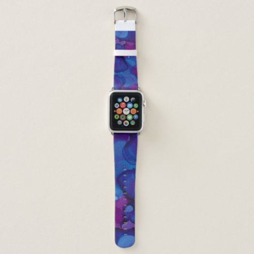 Funky abstract marbled alcohol ink purple and blue apple watch band
