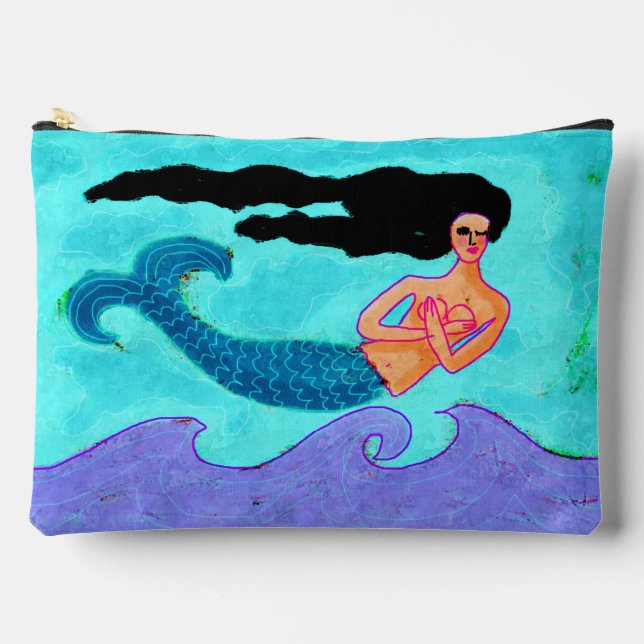 Funky Abstract Mermaid Painting Accessory Pouch (Front)