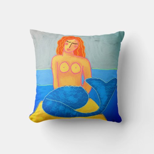 Funky Abstract Mermaid Throw Pillow