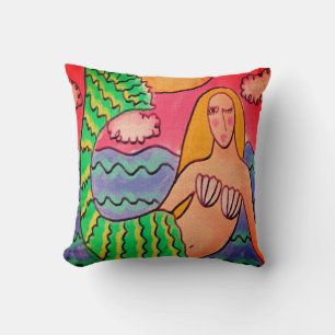 Funky Abstract Mermaid Throw Pillow