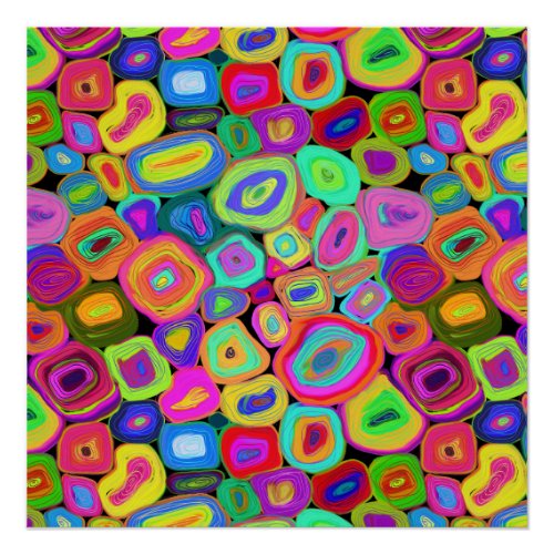 Funky Abstract Oil Painted Circles  Poster