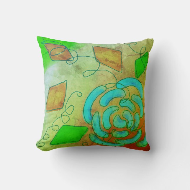 Funky Abstract Painting Throw Pillow (Front)