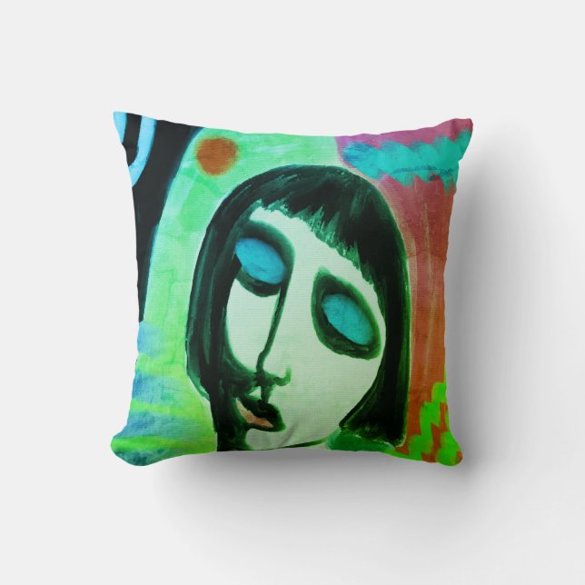 Funky Abstract Painting Throw Pillow (Front)
