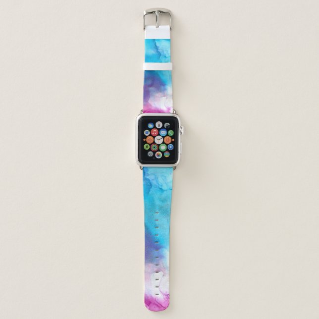 Funky abstract pastel marbled alcohol ink  apple watch band (Front)