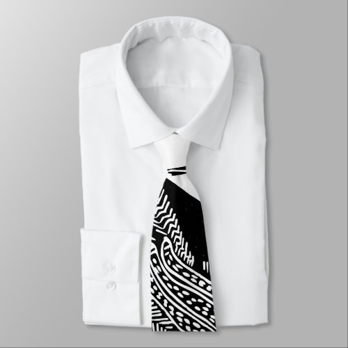 Funky Abstract Pattern Black and White Tie