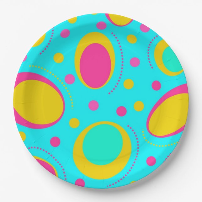 Funky Abstract Pattern Paper Plates (Front)