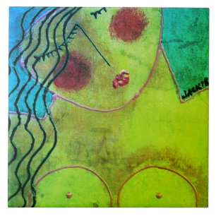 Funky Abstract Portrait of a Woman Ceramic Tile