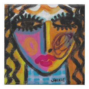 Funky Abstract Portrait of a Woman Faux Canvas Print
