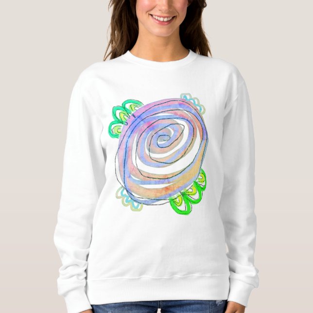 Funky Abstract Rose Wearable Art Sweatshirt (Front)
