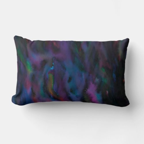 Funky abstract smokey purples water color round c lumbar pillow