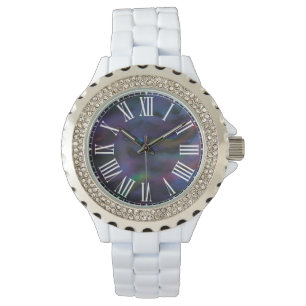 Funky abstract smokey purples water color watch