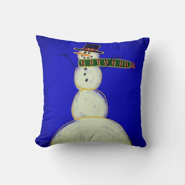 Funky Abstract Snowman Christmas Art Throw Pillow (Front)