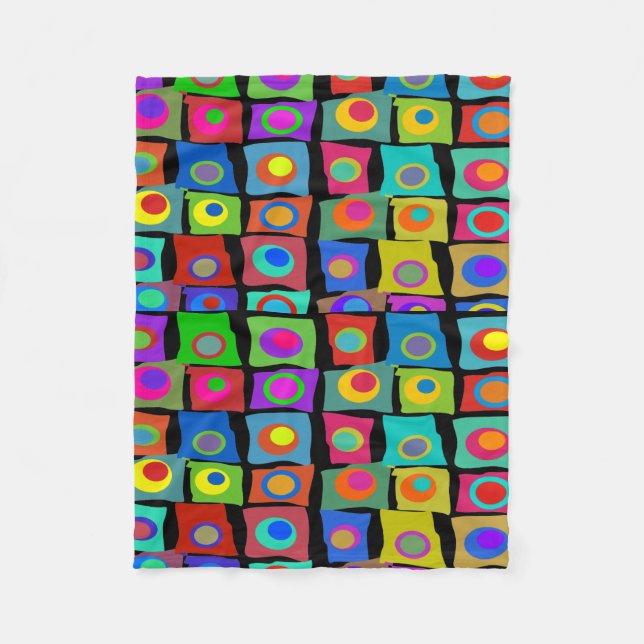 Funky Abstract Squares Fleece Blanket (Front)