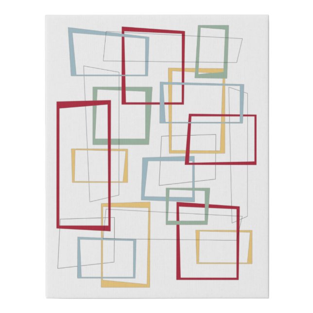 Funky Abstract Squares Mid Century Faux Canvas Print (Front)