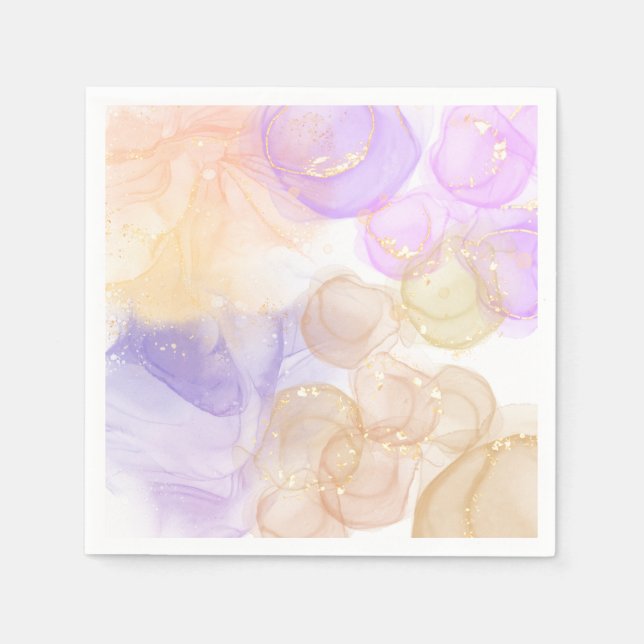 Funky abstract summer purple yellow colours  napkins (Front)