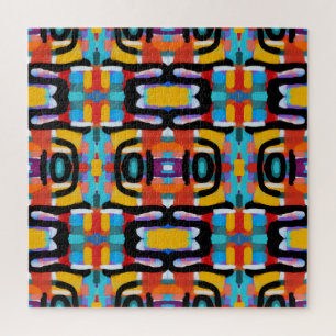 Funky Abstract Unique Colors Hand Painted Look Jigsaw Puzzle