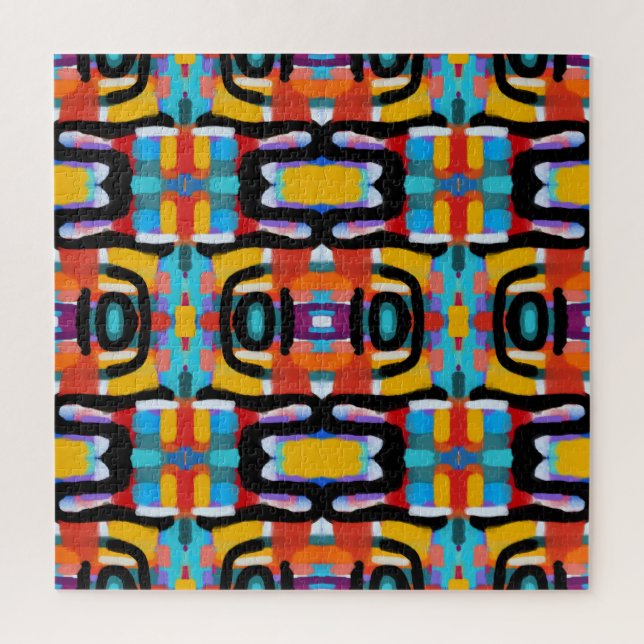 Funky Abstract Unique Colors Hand Painted Look Jigsaw Puzzle (Vertical)