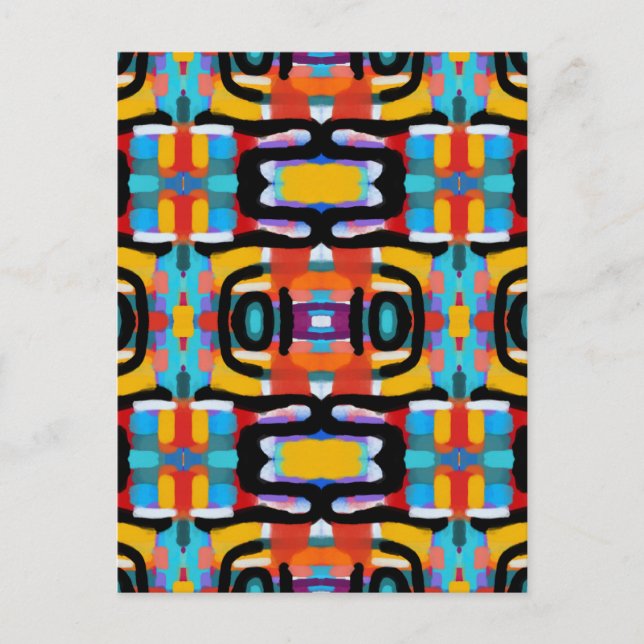 Funky Abstract Unique Colors Hand Painted Look Postcard (Front)